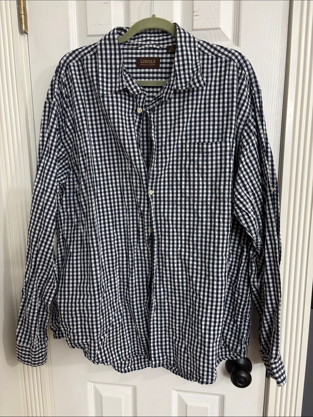 Lincoln Navy & White Gingham Button-Down Shirt